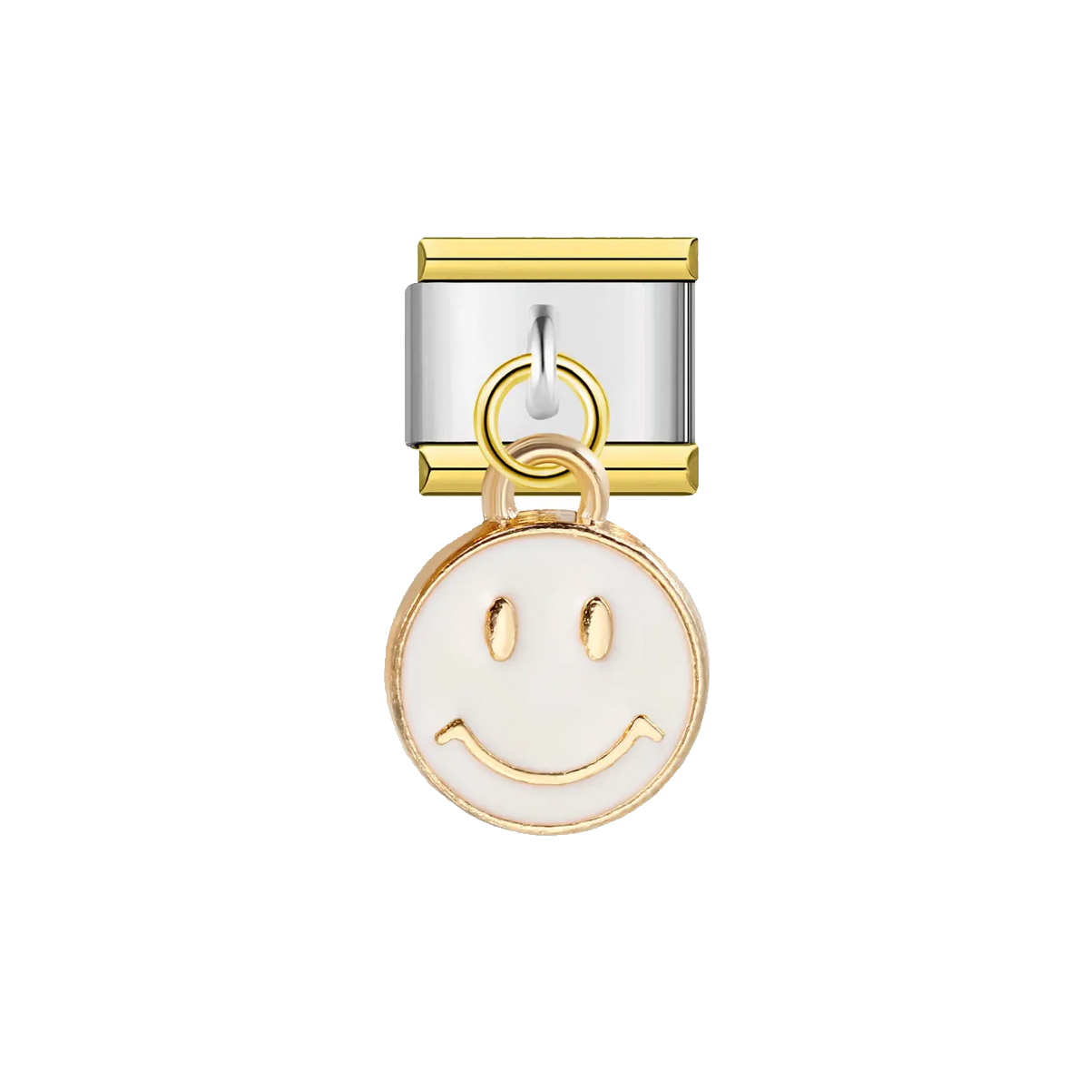 Charm argenté smiley blanc