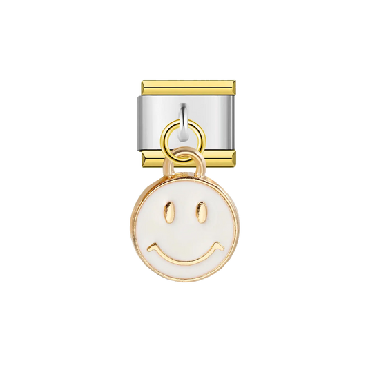 Charm argenté smiley blanc