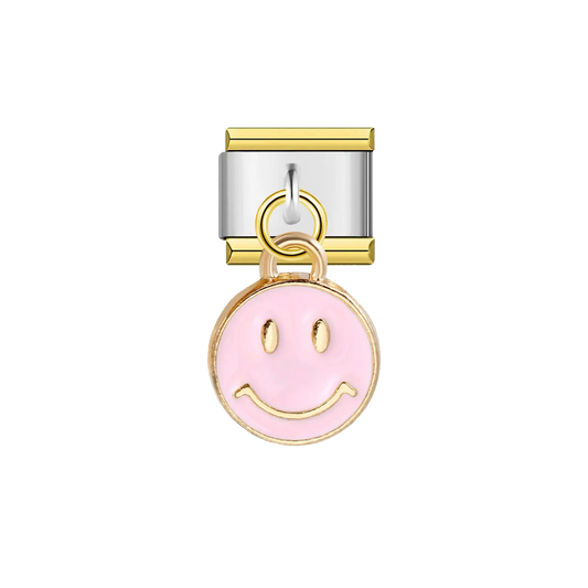 Charm argenté smiley rose