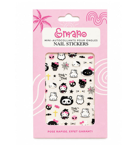 Stickers Ongles Pink Trick EMANO motifs Halloween roses noirs et blancs