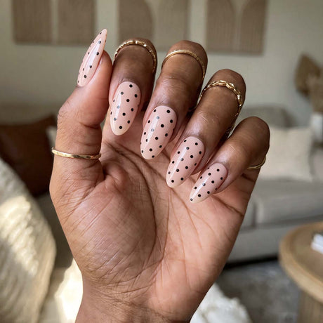 Stickers gel semi-durci Powder Dot EMANO rose poudré à pois noirs