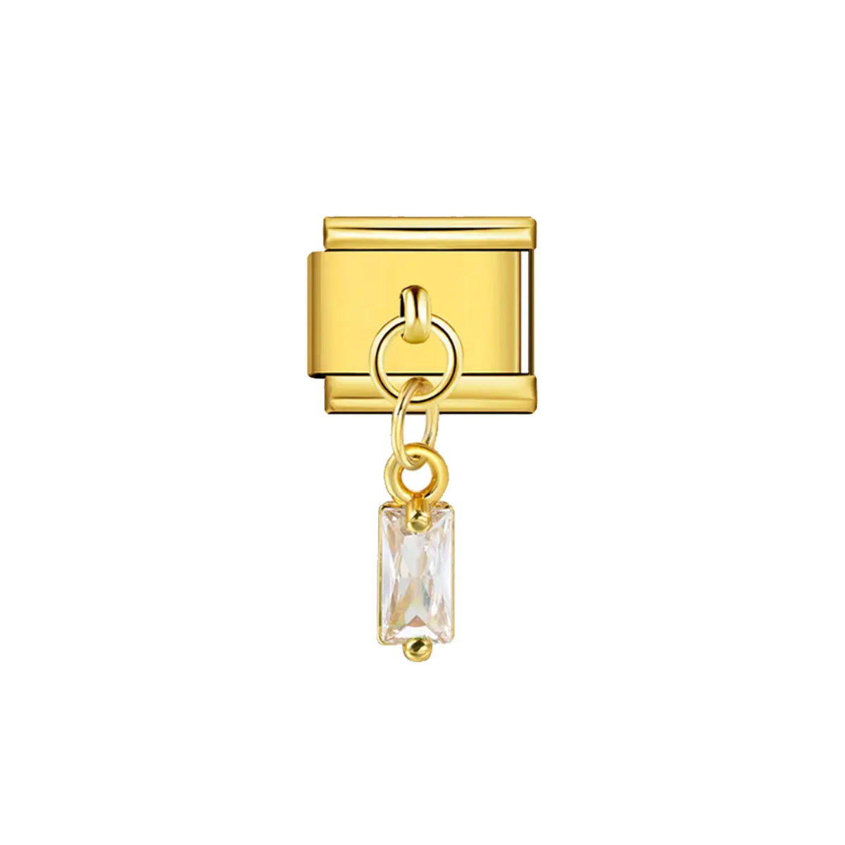 Charm Italien Lily Gem – cristal rectangulaire serti doré | bijou fantaisie Emano Nouvelle-Calédonie.