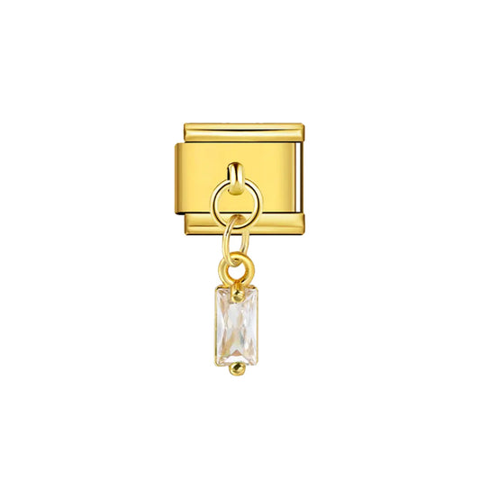 Charm Italien Lily Gem – cristal rectangulaire serti doré | bijou fantaisie Emano Nouvelle-Calédonie.