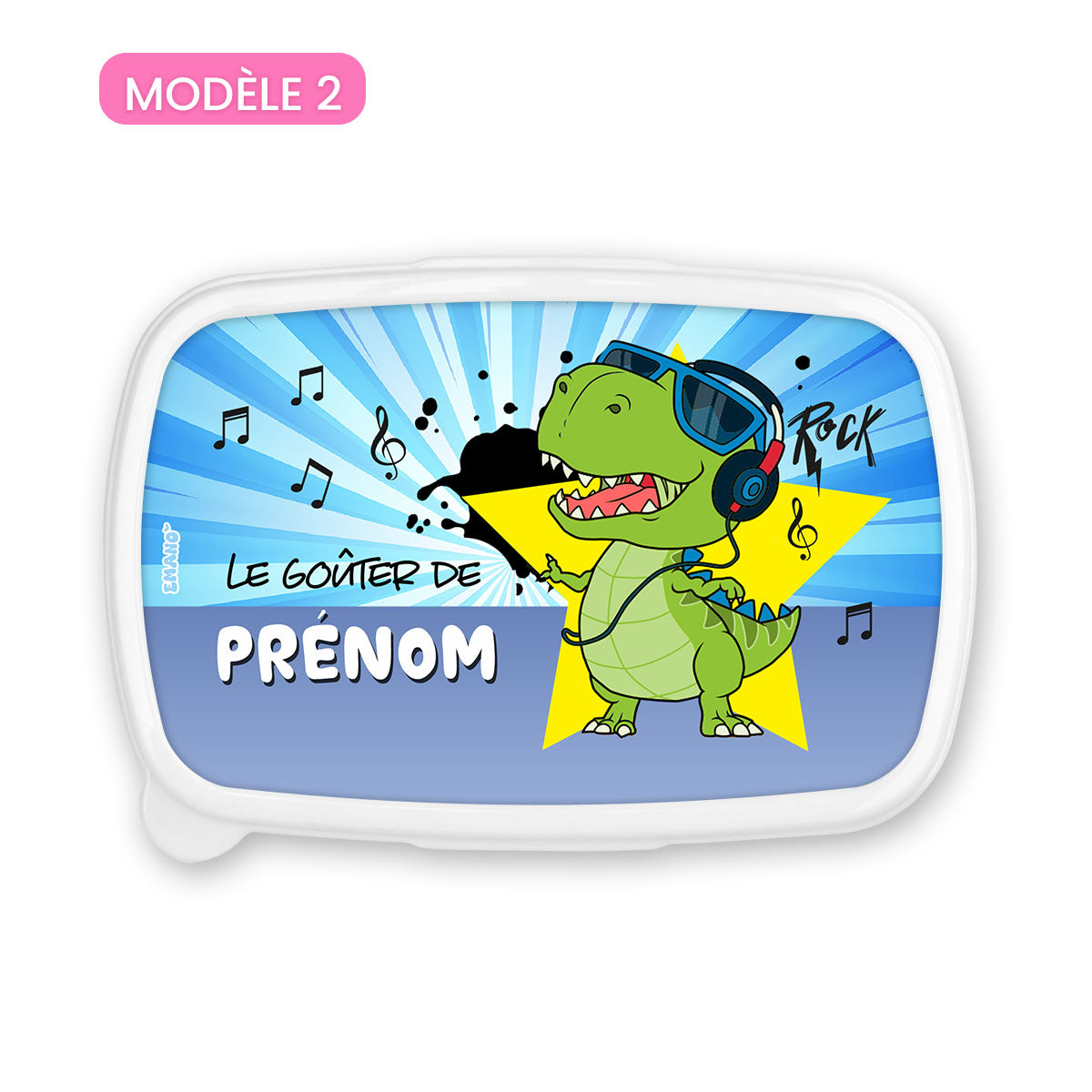 Boîte à goûter enfant personnalisée univers dinosaures avec prénom – EMANO
