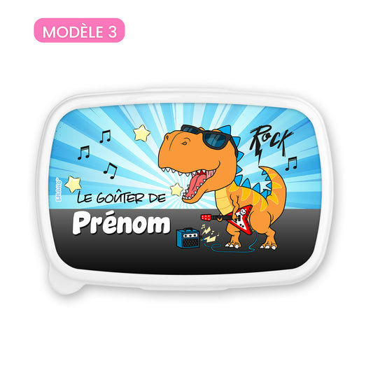 Boîte à goûter enfant personnalisée univers dinosaures avec prénom – EMANO
