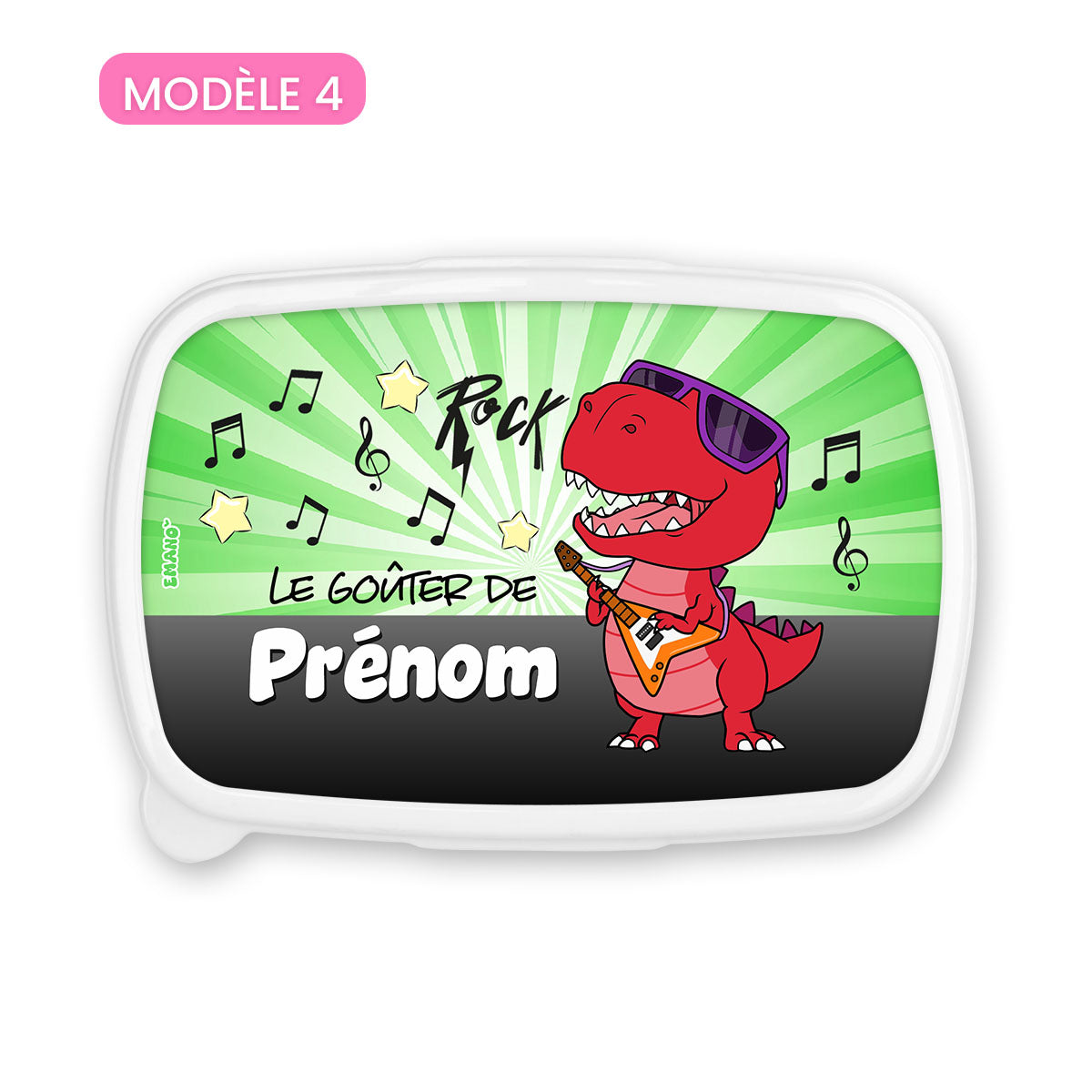 Boîte à goûter enfant personnalisée univers dinosaures avec prénom – EMANO