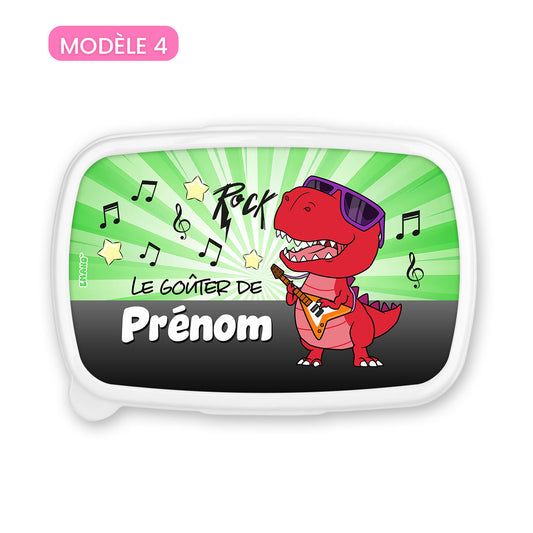 Boîte à goûter enfant personnalisée univers dinosaures avec prénom – EMANO