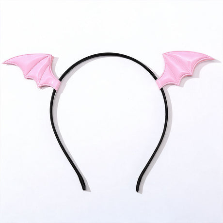 Serre-tête Halloween noir avec ailes de chauve-souris roses
