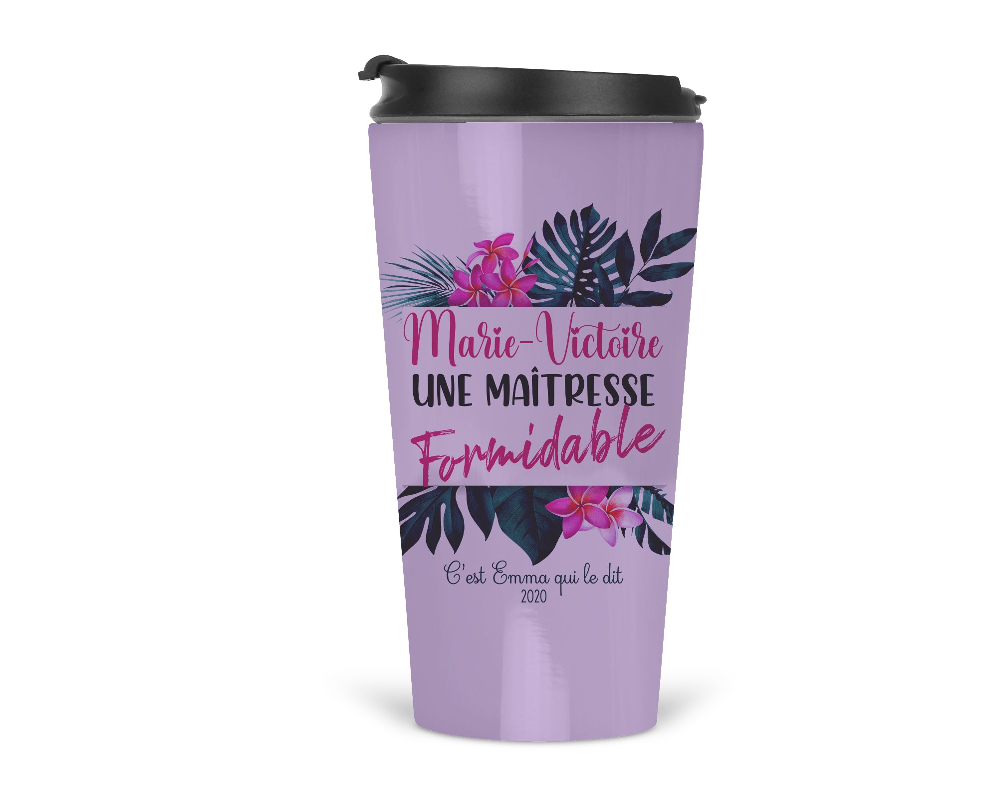 Verre isotherme tropical personnalisé ★  Maîtresse/ Nounou/ ATSEM/ directrice ...