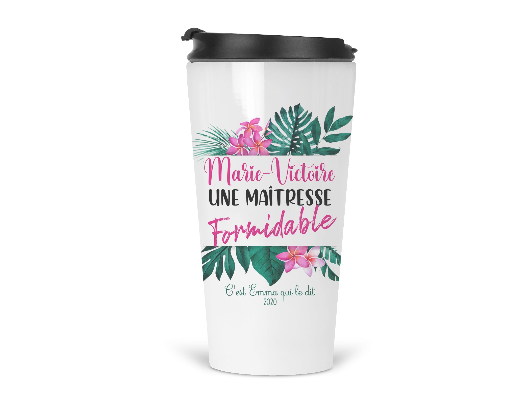 Verre isotherme tropical personnalisé ★  Maîtresse/ Nounou/ ATSEM/ directrice ...